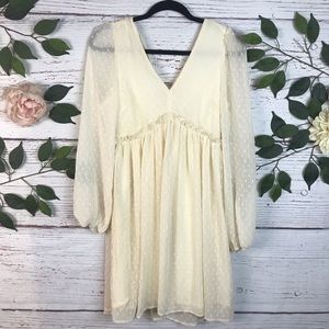 Listicle NWT Size Small Pink Blush Half Sleeve Swiss Dot Lace Boho Flowy Dress